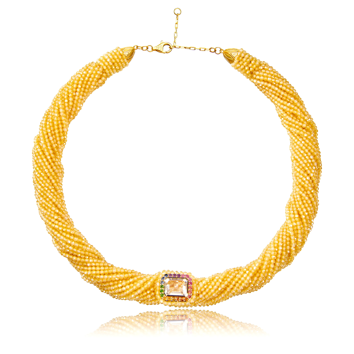 Tornado Yellow Necklace - Gold Crystal Rainbow