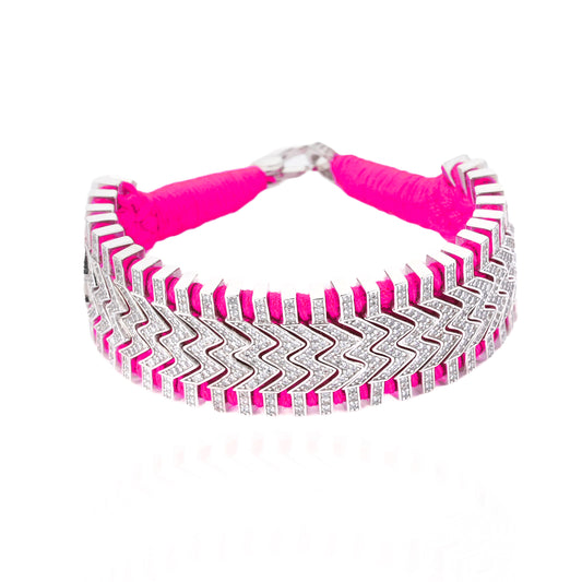 Trancoso Neon pink bracelet in 925 silver and diamonds