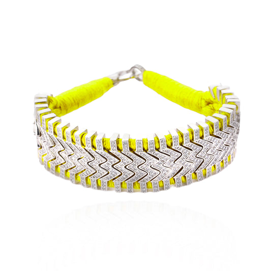 Trancoso Neon yellow bracelet in 925 silver and diamonds