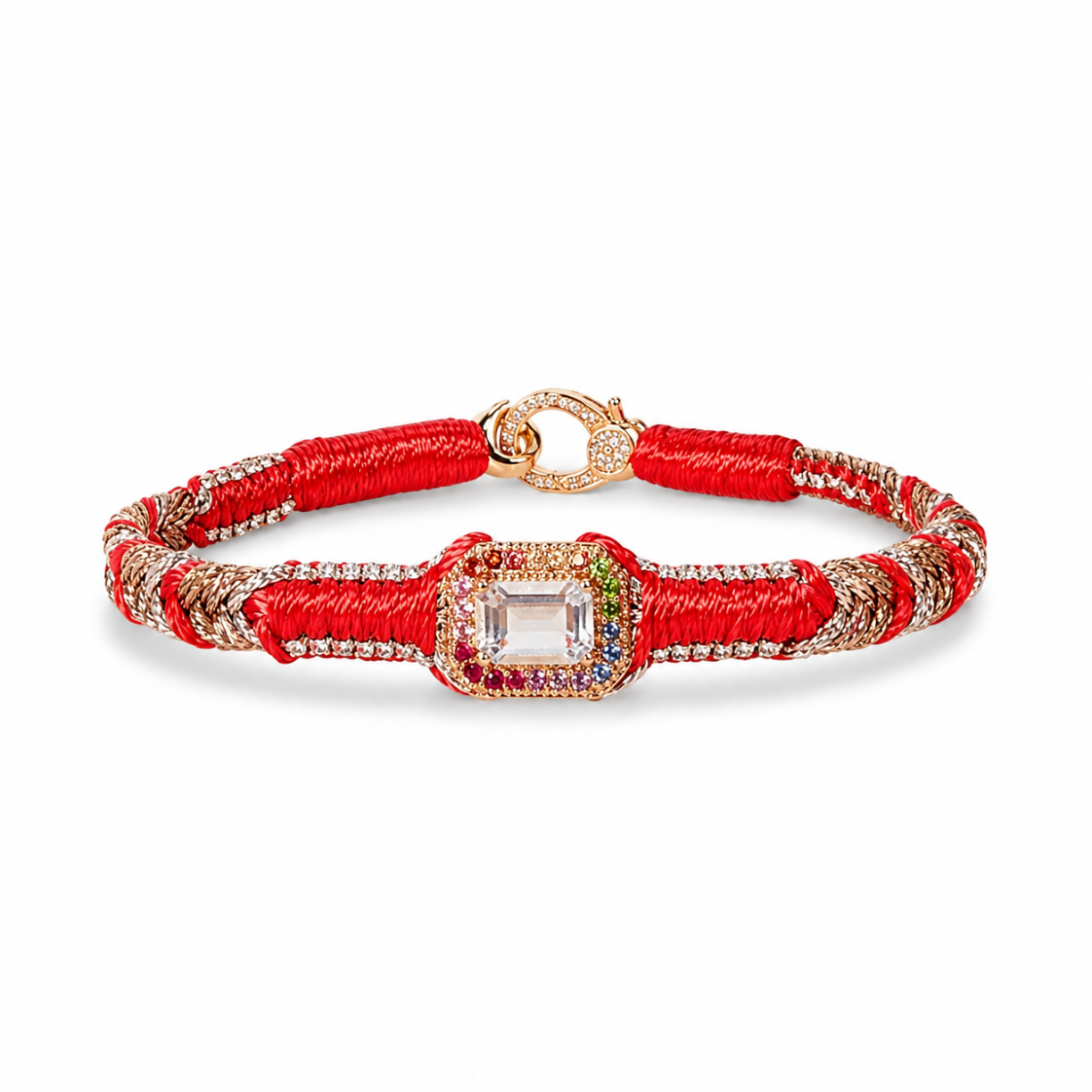 salmon - silver amy bracelet - crystal