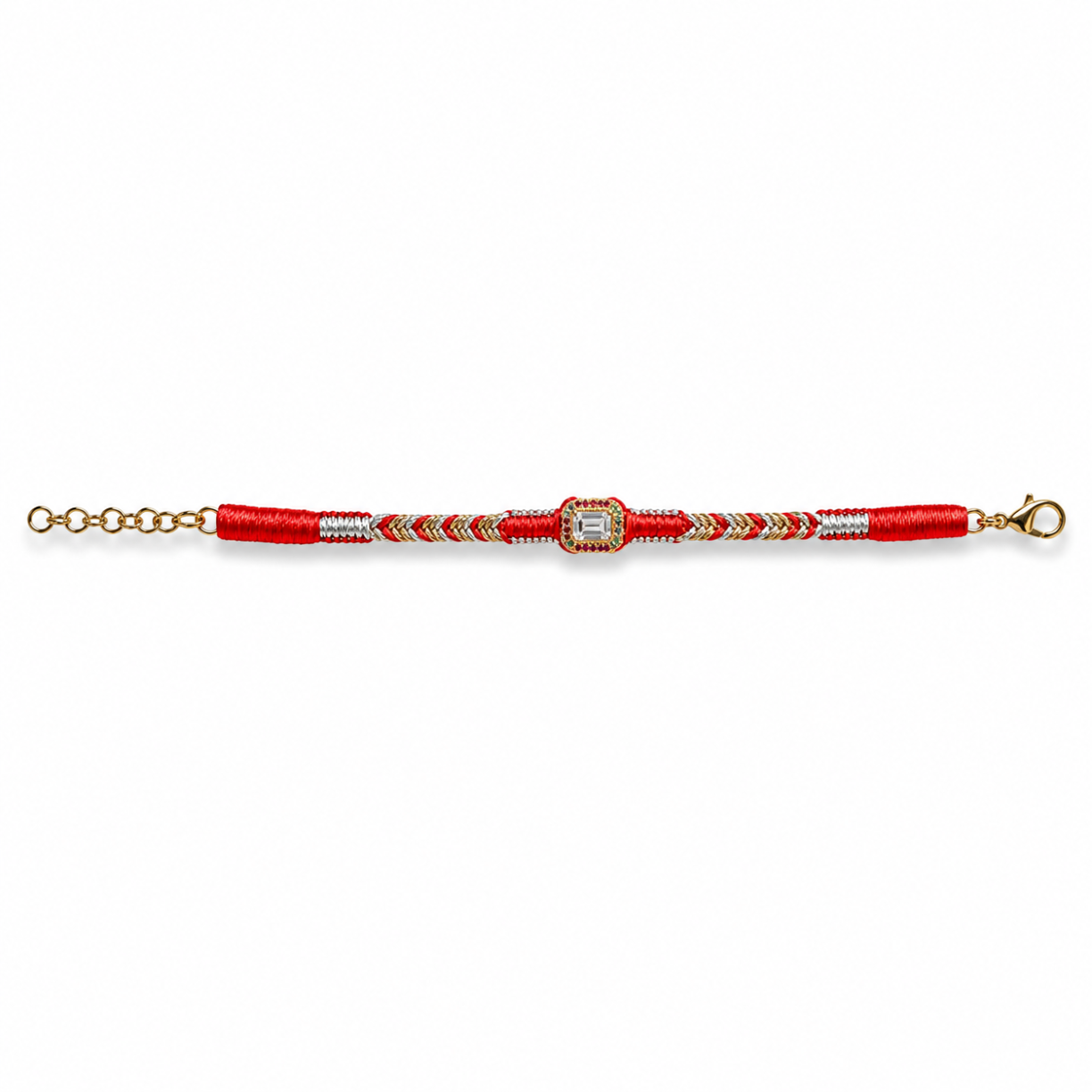 salmon - silver amy bracelet - crystal