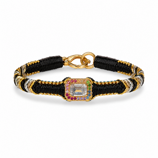 bracelet amy dark black - gold - cristal
