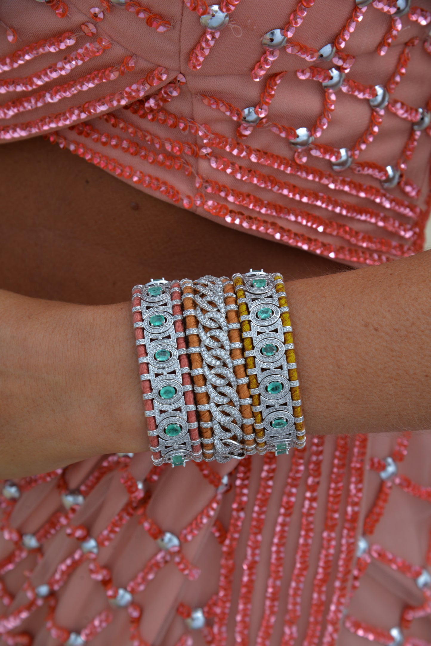 Sao Paulo Saffron and Emeralds bracelet 